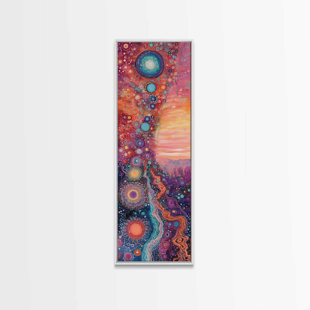 Cosmic Swirls, sacred geometry wall art, pink abstract art, brain art, therapy art, pink orange wall art, vertical wall art, canvas print