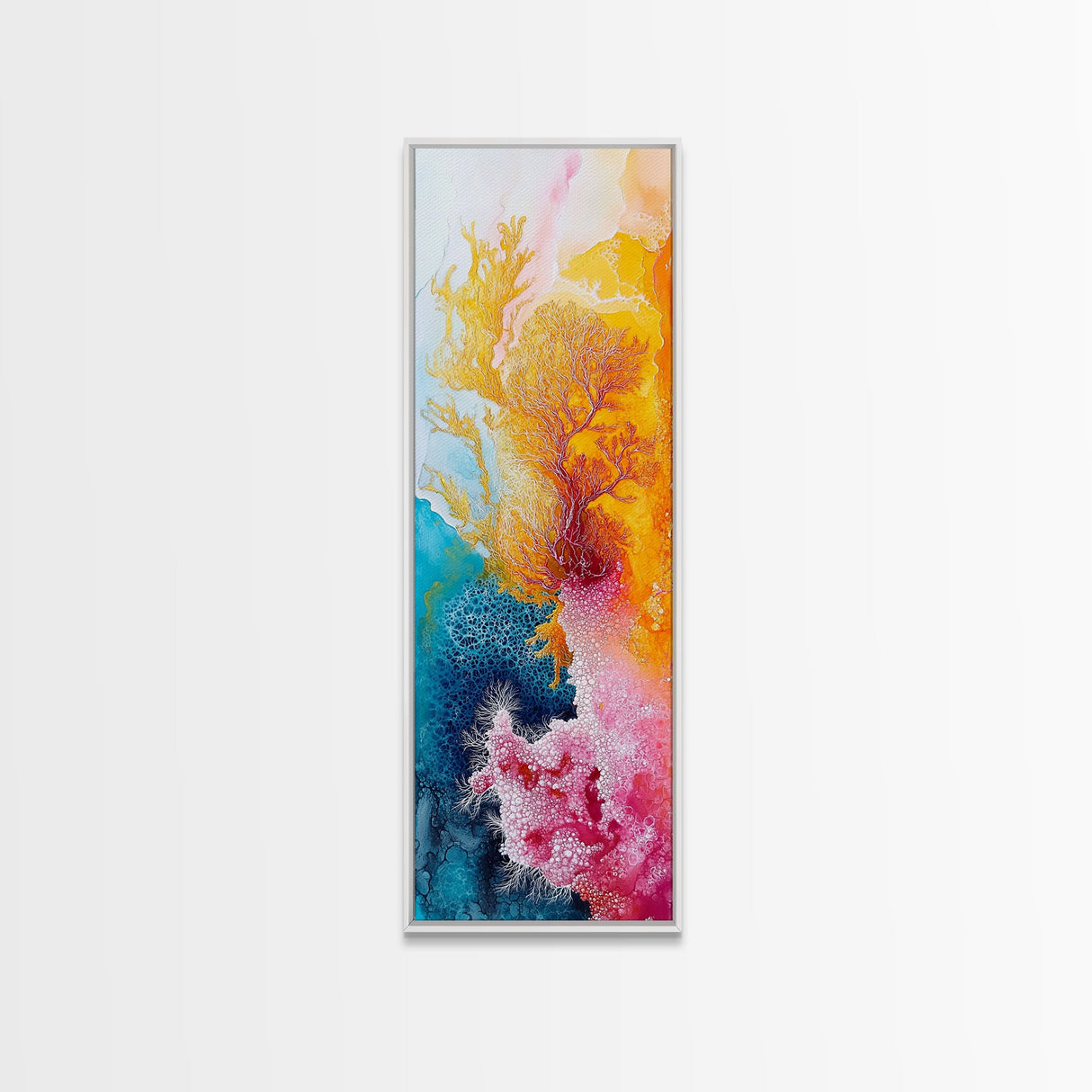 Abstract Coral, mosaic wall art, sacred geometry wall art, pink abstract art, blue and green wall art, zen wall art, canvas print