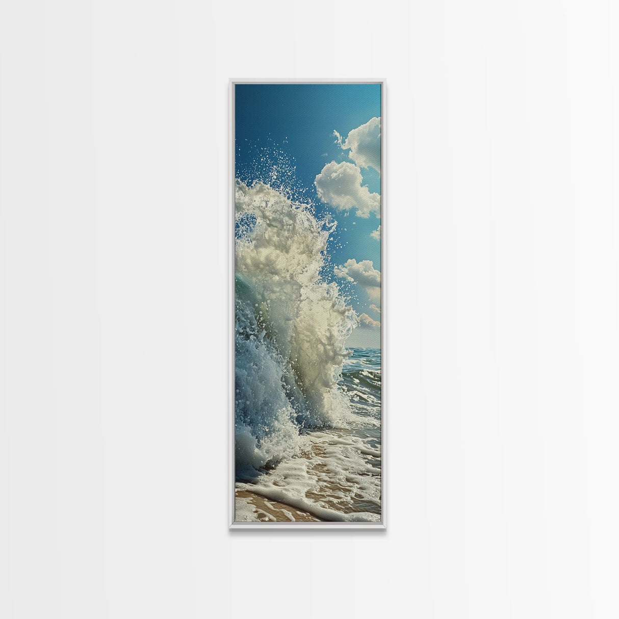 Ocean Wave Splash, Coastal Wall Art, Nautical Decor, Beach Art Print, Framed Canvas Print, Surf Wall Art, Vertical Wall Art