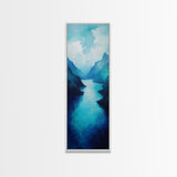 Blue and Green Wall Art, Moody Art, Landscape Painting, Framed Canvas Print, Wabi Sabi Art, Nautical Decor, Extra Wide Art