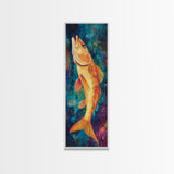 Vibrant, Fish Painting, Framed Canvas Print, koi fish painting, nautical painting, fly fishing art, coastal wall art, rustic decor, unique gift idea
