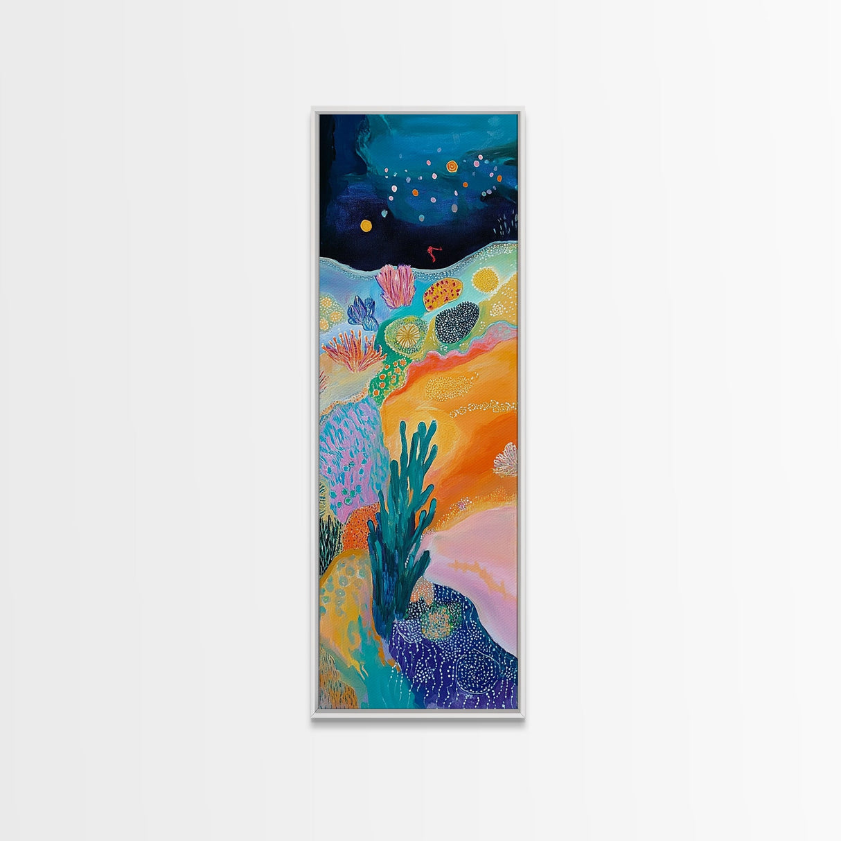 Vibrant Ocean, coastal decor, tropical wall art, octopus art, colorful beach painting, framed canvas print, nautical painting