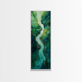 Emerald River, sage green wall art, framed canvas print, minimalist art, extra wide art, rustic decor, long narrow art