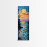 Coastal Sunset, seascape painting, framed canvas print, nautical wall art, coastal decor, extra wide art, surf wall art, above sofa art