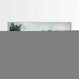 River Reflection, landscape painting, rustic wall art, sage green wall art, farmhouse art, coastal art, extra wide art, Canvas Print