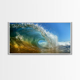 Barrel Wave, Surfing Photography, Panoramic Art, Canvas Print, Coastal Decor, Nautical Painting, Beach Wall Art, Surf Wall Art