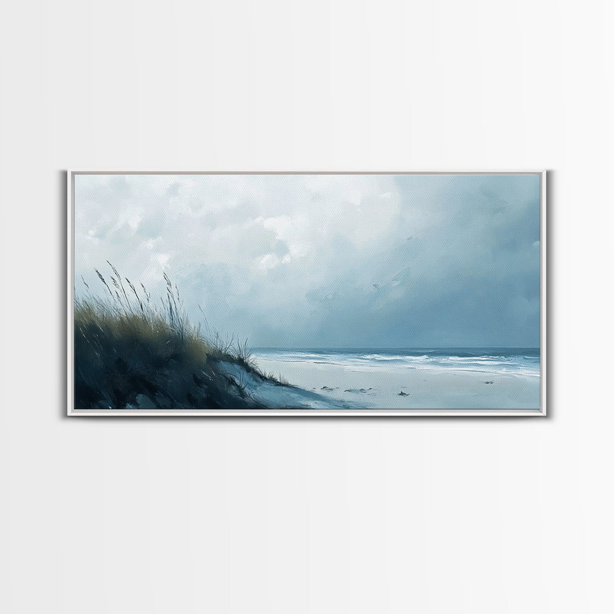 Seascape painting, coastal wall art, framed canvas print, beach painting, nautical decor, extra wide art, panoramic wall art