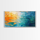 Water Reflection, Abstract Seascape, Nautical Wall Art, Coastal Painting, Horizontal Wall Art, Canvas Print, Extra Wide Art