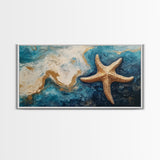 Starfish Painting, Coastal Wall Art, Ocean Art, Framed Canvas Print, Nautical Decor, Beach House Art, Blue and Green Wall Art