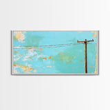 Power Lines, minimalist art, boho wall art, extra wide art, blue and green wall art, wabi sabi art, above sofa art, Canvas Print