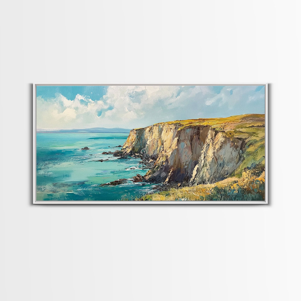 Ireland Painting, Coastal Cliffs, Ocean Landscape, Canvas Print, Nautical Wall Art, Coastal Landscape Art, Above Couch Art