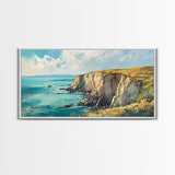Ireland Painting, Coastal Cliffs, Ocean Landscape, Canvas Print, Nautical Wall Art, Coastal Landscape Art, Above Couch Art