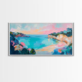 Pastel Ocean, Colorful Coastal Painting, Seascape Art, Nautical Decor, Coastal Cowgirl Wall Art, Canvas Print, Extra Wide Art