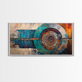 Industrial Vault, Steampunk Wall Art, Mechanical Wall Art, Extra Wide Art, Horizontal Wall Art, Framed Canvas Print, Living Room Art, Moody Art