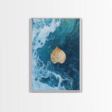 Floating Leaf Painting, Nature Abstract Art, Ocean Inspired Decor, Moody Wall Art, Tranquil Home Decor, Canvas Print