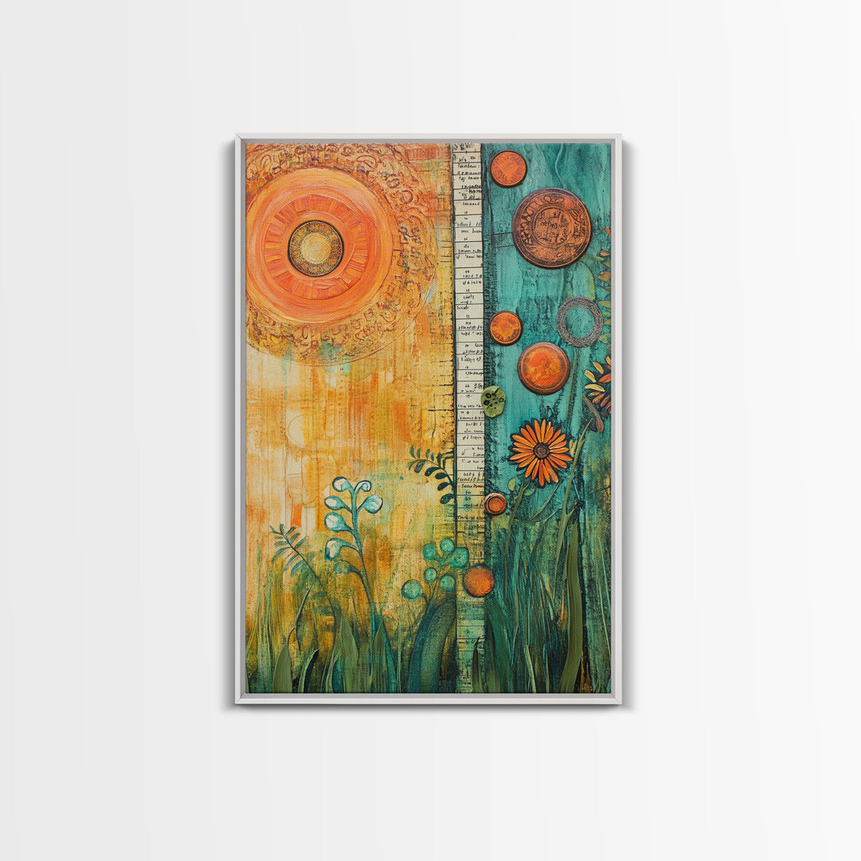Sun and Nature, Botanical Prints, Sacred Geometry Wall Art, Moroccan Wall Art, Wabi Sabi Art, Canvas Print, Gift Idea