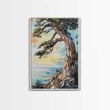 Joshua Tree Art, Coastal Landscape Art, Framed Canvas Print, Oak Tree Art, Rustic Art, Living Room Art, Boho Art, Moody Art