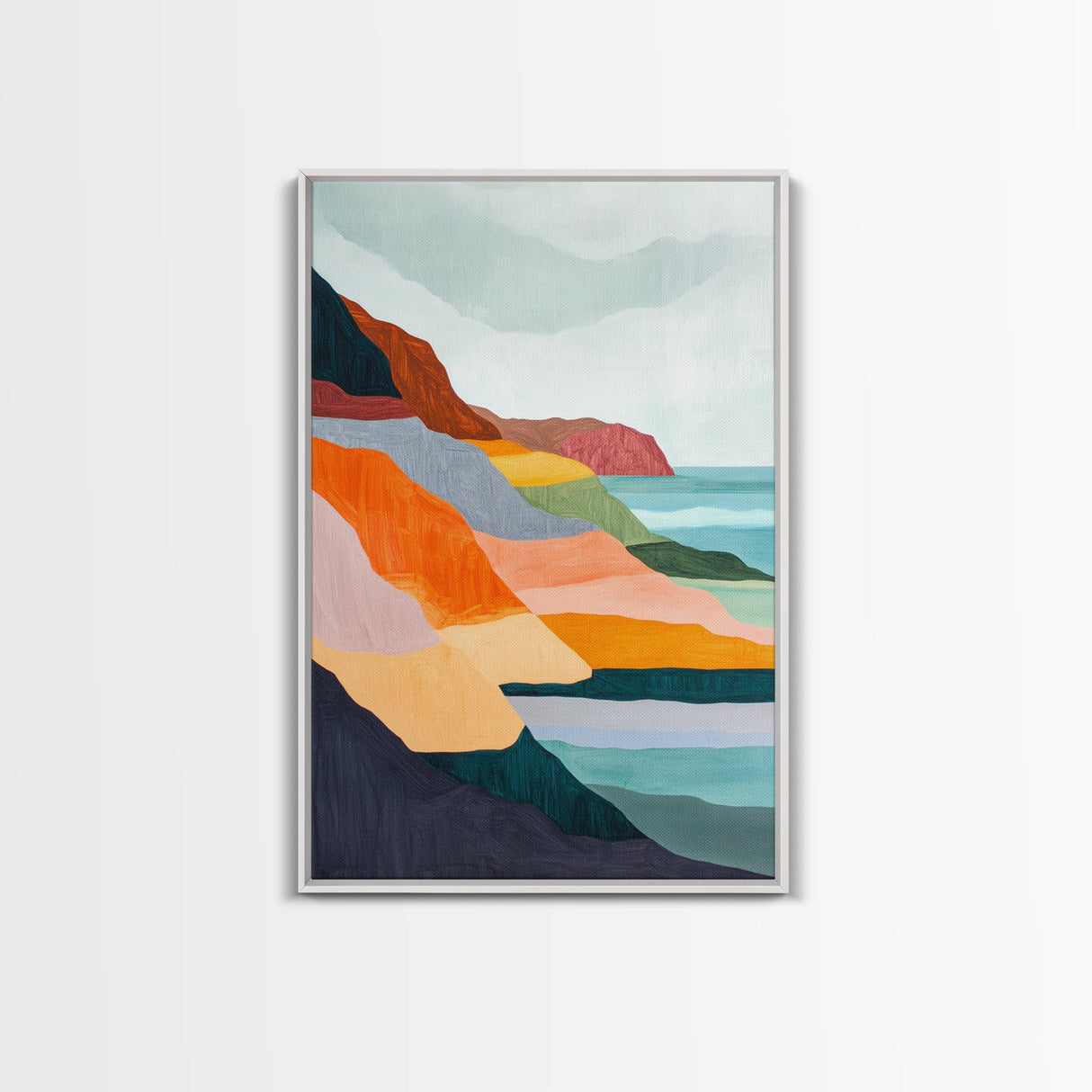 Geometric Cliffs, southwest wall art, geometric wall art, minimalist art, Canvas Print, landscape painting, above sofa art, wabi sabi art