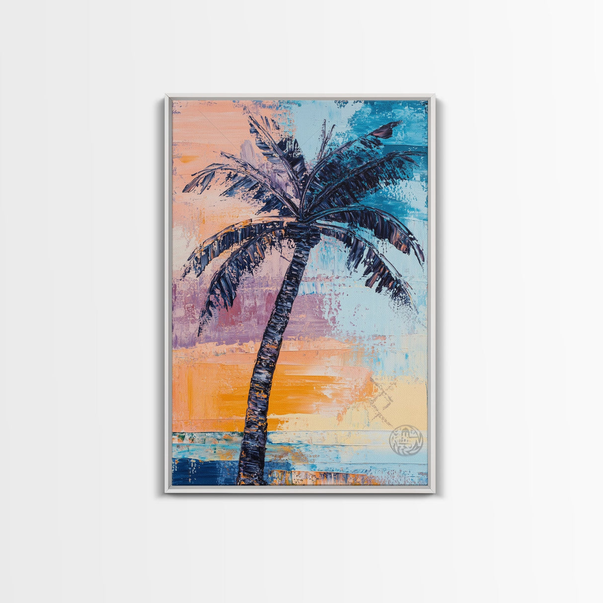 Palm Tree, tropical painting, coastal decor, surf wall art, Hawaii art, beach house decor, ocean painting, framed canvas print