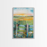 Field Sunset, wildflower painting, landscape painting, rustic wall art, nature wall art, bedroom art, framed canvas print, home decor