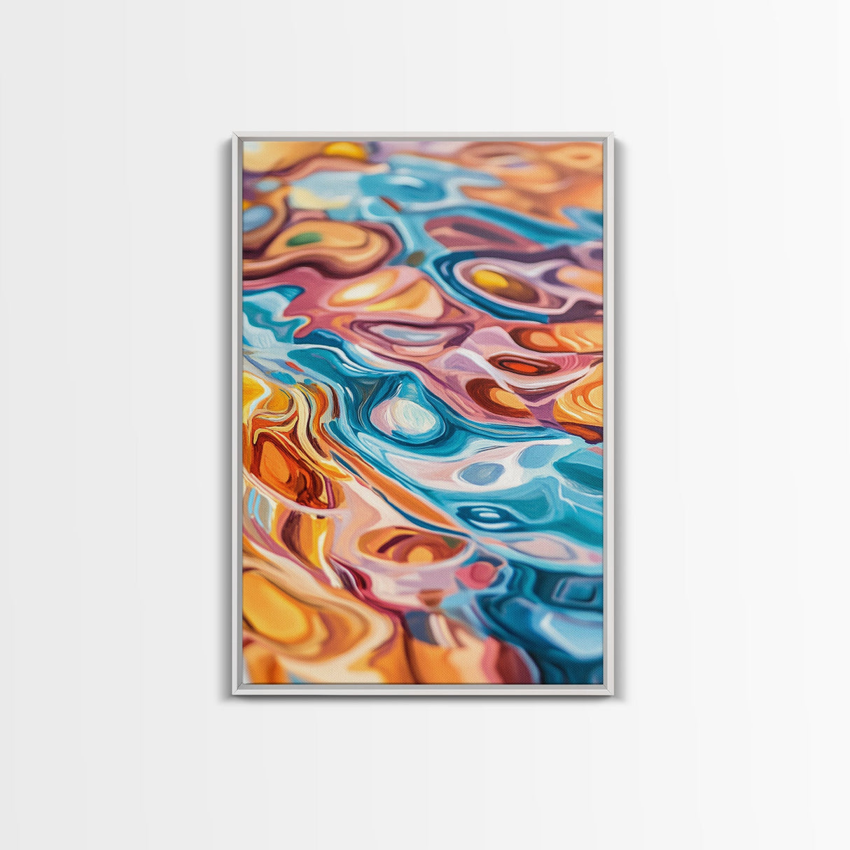Abstract Swirls, Colorful Wall Art, Canvas Print, Geometric Art, Teal Wall Art, Whimsical Art, Psychedelic Painting, Modern Decor
