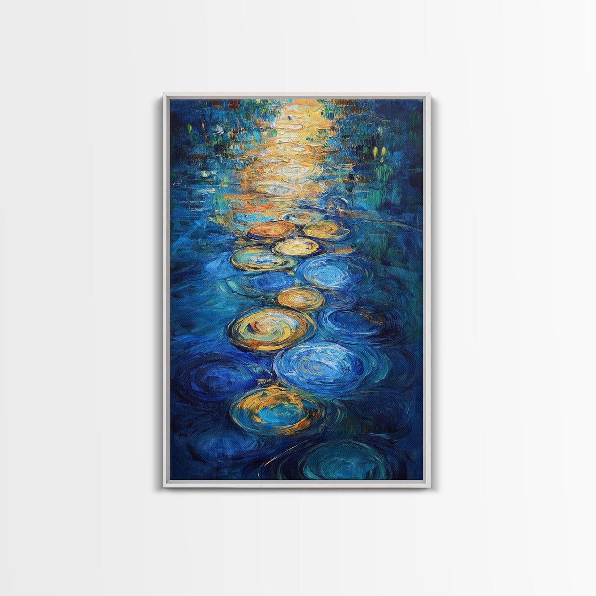 Golden Reflections, Water Art, Moody Painting, Canvas Print, Nautical Wall Art, Coastal Decor, Rustic Art, Living Room Art