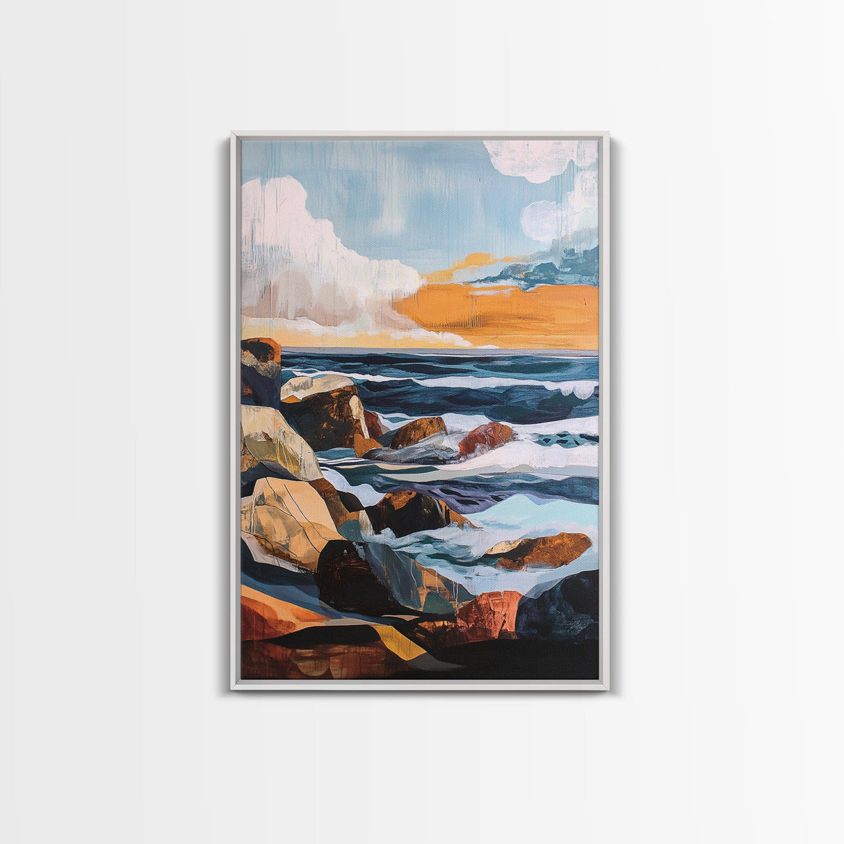 Stormy Coast, Moody Seascape, Canvas Print, Nautical Wall Art, Coastal Decor, Rustic Art, Ocean Painting, Gift Idea, Bedroom Art