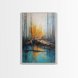Forest at Dusk, Pine Tree Art, Landscape Painting, Moody Art, Rustic Decor, Nature Wall Art, Framed Canvas Print, Wabi Sabi Art
