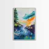 Mountain River Art, Coastal Landscape Painting, Smoky Mountain Art, Nature Wall Art, Living Room Decor, Canvas Print, Gift Idea