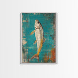 Vibrant Fish Painting Canvas Print Coastal Wall Art, Beach House Decor, Nautical Art, Ocean Inspired Artwork, Rustic Wall Decor