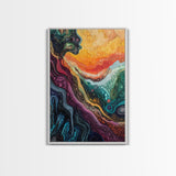 Psychedelic Abstract Texture Framed Canvas Print, Surreal Art, Vibrant Wall Art, Modern Abstract Painting, Unique Artwork, Office Decor