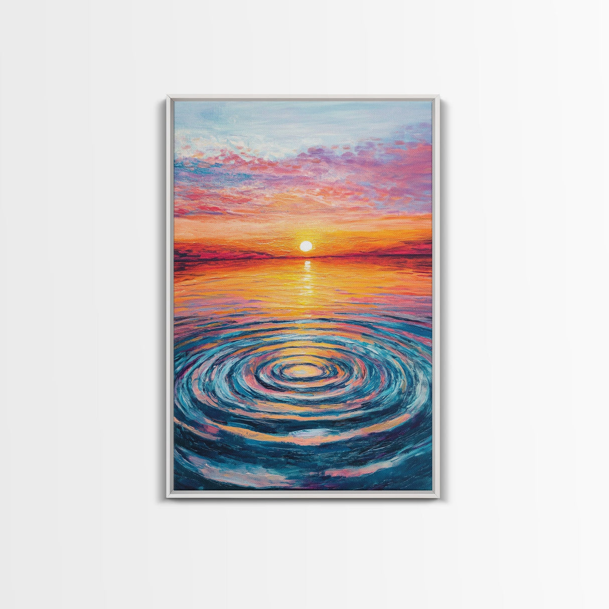 Ocean Ripple Canvas Print | Beach Sunset Painting | Seascape Wall Art | Coastal Decor | Living Room Wall Art | Vibrant Colors
