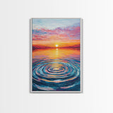 Ocean Ripple Canvas Print | Beach Sunset Painting | Seascape Wall Art | Coastal Decor | Living Room Wall Art | Vibrant Colors