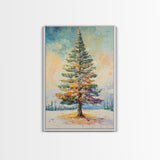 Winter Pine Tree Canvas Print Seasonal Landscape Art Snowy Forest Painting Nature Wall Art Christmas Home Decor Cozy Living Room