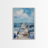 Wooden Pier Canvas Print Coastal Wall Art Beach House Decor Serene Ocean Painting Nautical Living Room Modern Home Gift
