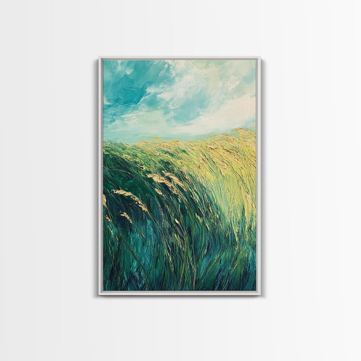 Wheat Field Landscape Canvas Print Rustic Farmhouse Wall Art, Golden Harvest Painting, Nature Art, Countryside Decor, Autumn Home Decor