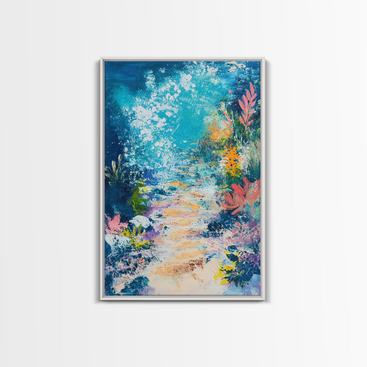 Underwater Fantasy Canvas Print Ocean Reef Wall Art, Abstract Sea Life Painting, Coastal Home Decor, Nautical Art, Beach House Decor