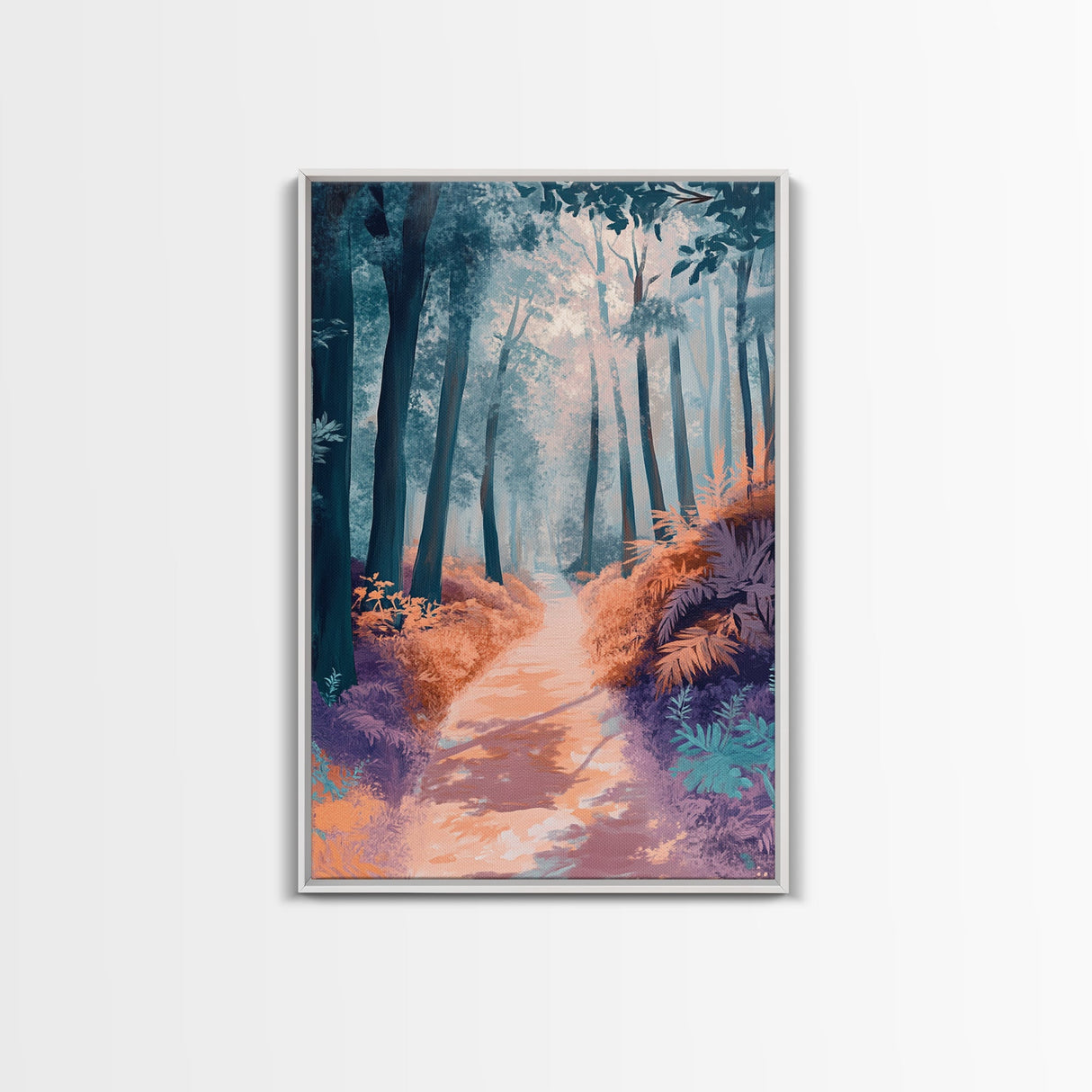 Enchanted Forest Path Framed Canvas Print | Mystical Woodland Art | Fantasy Landscape Painting | Nature Lover Wall Decor