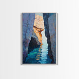 Secluded Cove, Coastal Landscape Art, Nautical Wall Art, Blue and Green Wall Art, Above Sofa Art, Extra Wide Art, Canvas Print