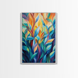 Vibrant Leaves, Botanical Art, Modern Abstract Art, Green Wall Art, Minimalist Art, Living Room Art, Canvas Print, Gift Idea