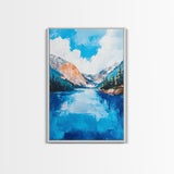 mountain painting, landscape painting, framed canvas print, lake Tahoe art, coastal landscape art, blue and green wall art, gift idea