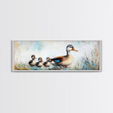 Mother Duck and Ducklings, Whimsical Farmhouse Animal Wall Art, Cute Baby Ducks Painting, Cozy Country Decor, Nursery Artwork