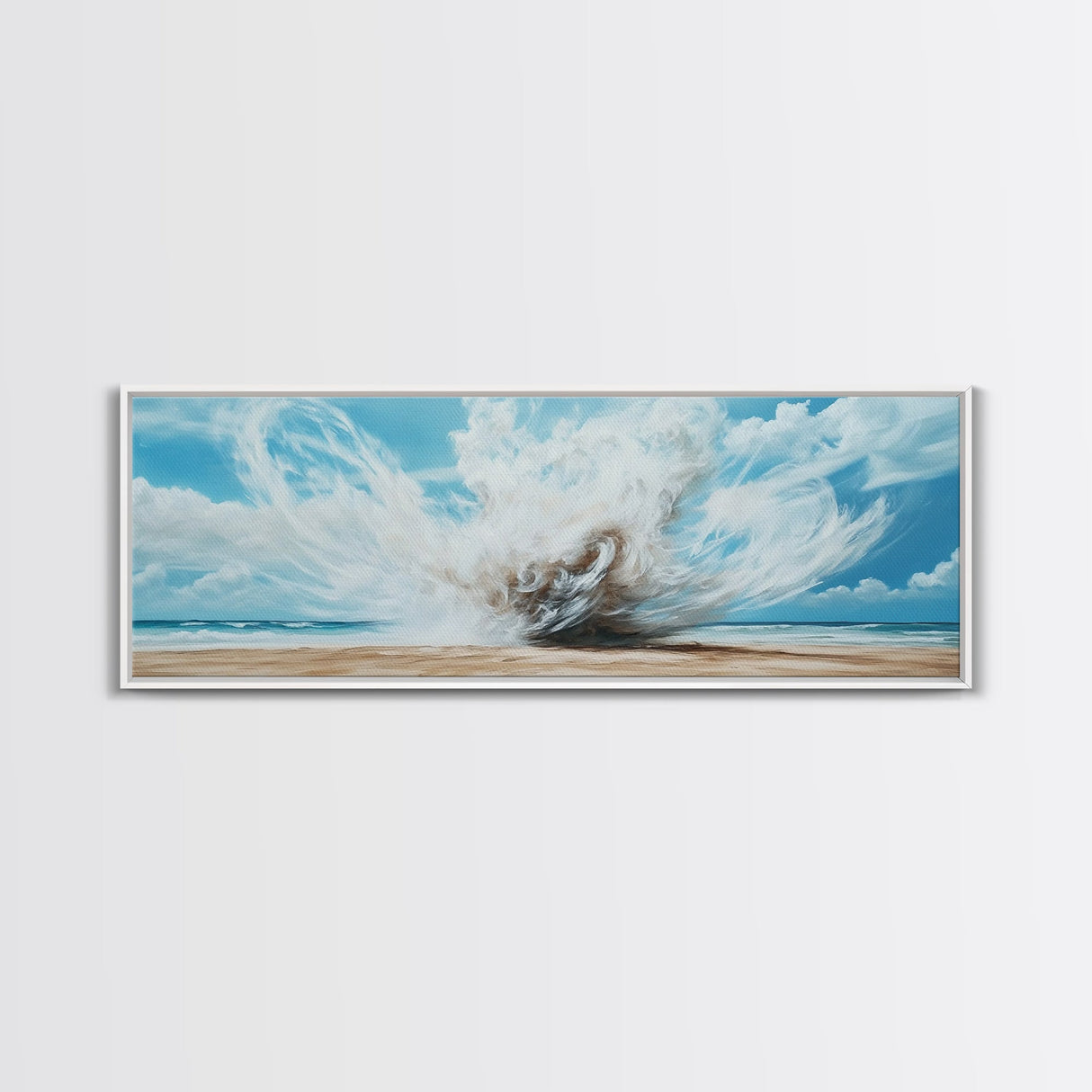 Ocean Wave Explosion Framed Canvas Print Coastal Wall Art, Beach Painting, Modern Seascape, Large Wall Decor, Living Room Artwork