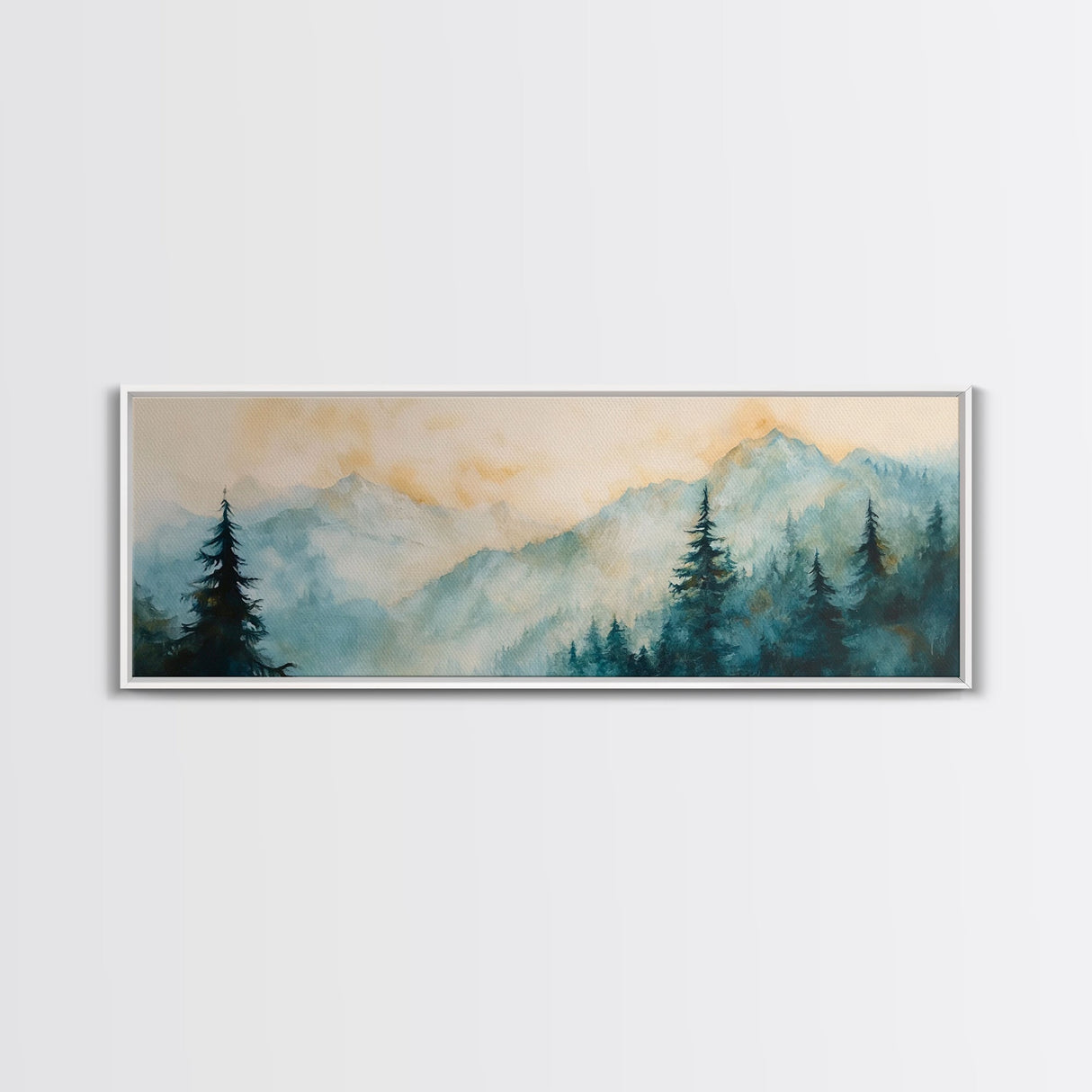 Misty Mountain Pines Canvas Print Serene Forest Landscape, Nature Wall Art, Boho Cabin Decor, Bedroom or Office Artwork, Rustic Vibes