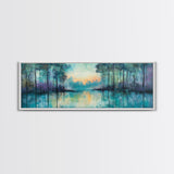 Twilight Lake Canvas Print Tranquil Nature Wall Art, Reflective Water Landscape, Mystical Forest Painting, Serene Bedroom Wall Decor