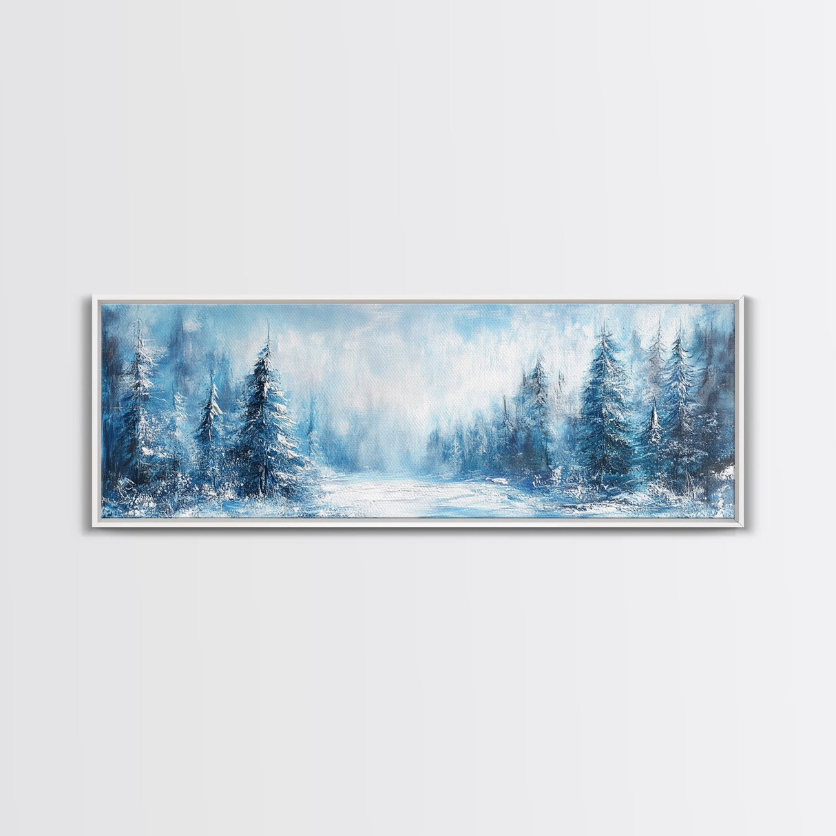 Winter Wonderland Framed Canvas Print, Snowy Forest Wall Art, Christmas Home Decor, Scandinavian Winter Art, Cozy Cabin Wall Art