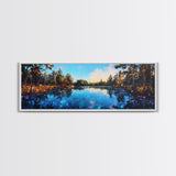 Tranquil Lake Reflection Framed Canvas Print - Nature Landscape Wall Art, Living Room Decor, Serene Water Painting, Cabin Wall Art