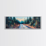 Enchanted Forest Road Canvas Print Moody Woodland Painting Autumn Trees Dark Nature Wall Art Warm Tones Bedroom Living Room Decor