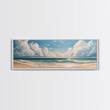 Ocean Wave Horizon Canvas Print Coastal Seascape Wall Art, Tranquil Beach Painting, Nautical Home Decor, Relaxing Living Room Artwork
