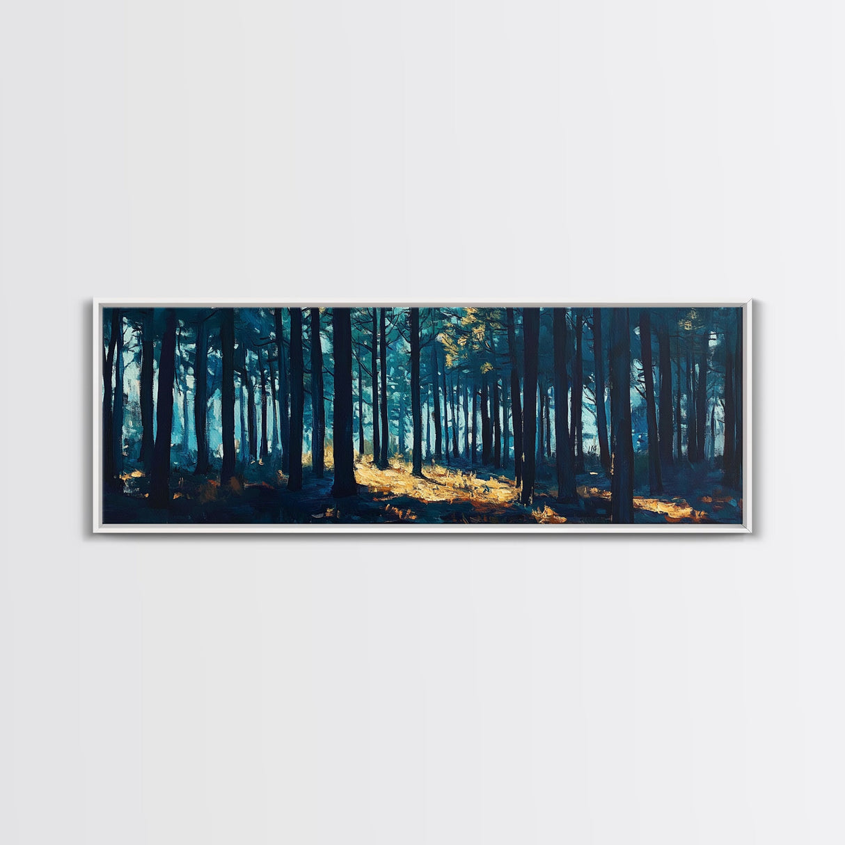 Enchanted Forest Art Framed Canvas Print - Dark Moody Woodland Painting, Nature Wall Art, Mystical Trees, Living Room Aesthetic